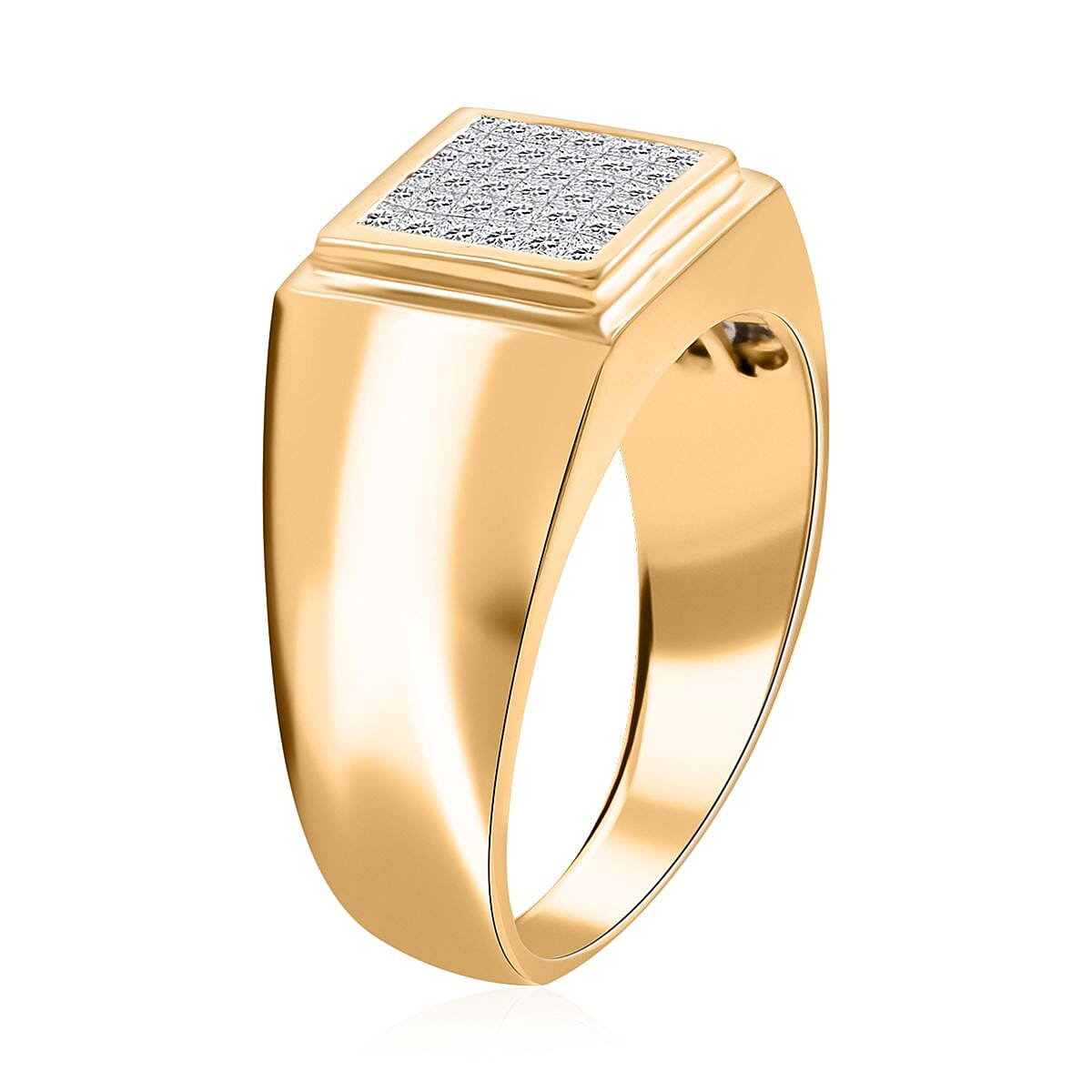 14K Yellow and White Gold Diamond I-J I2-I3 Men's Ring 11.10 Grams 0.50 ctw image number 2