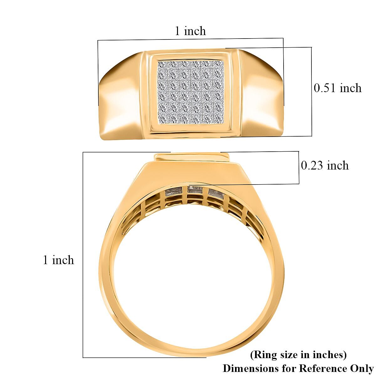 14K Yellow and White Gold Diamond I-J I2-I3 Men's Ring (Size 10.0) 11.10 Grams 0.50 ctw