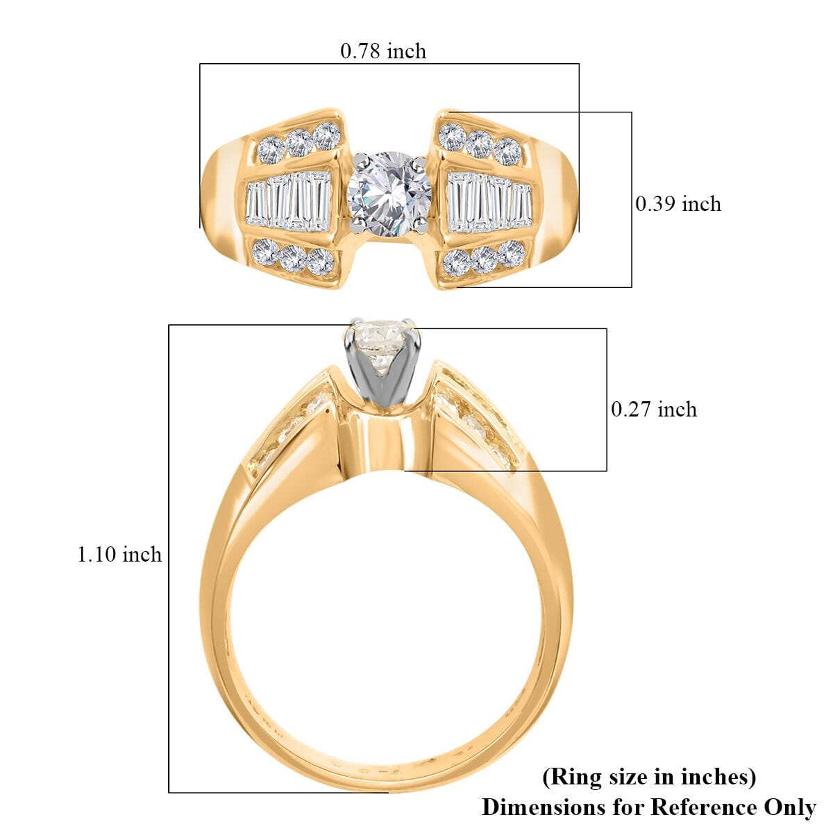14K Yellow Gold Diamond H-I SI1-SI2 Ring (Size 7.0) 5.85 Grams 1.10 ctw image number 4