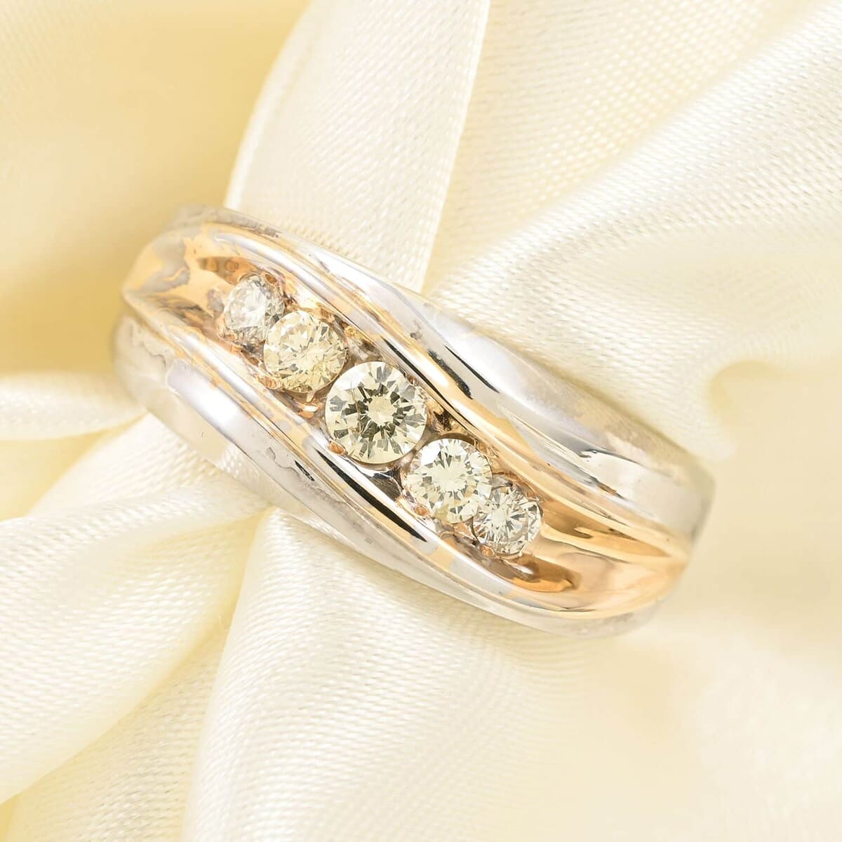 14K White and Yellow Gold Diamond H-I SI1-SI2 Ring 8.50 Grams 0.50 ctw image number 1