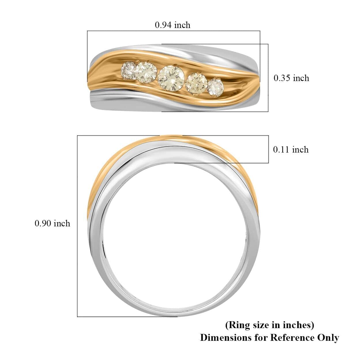 14K White and Yellow Gold Diamond H-I SI1-SI2 Ring 8.50 Grams 0.50 ctw image number 4
