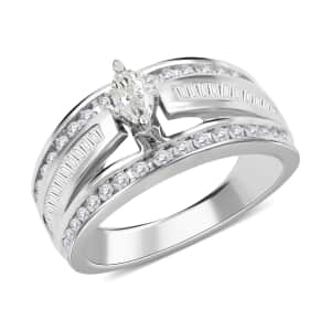 10K White Gold Diamond H-I SI1-SI2 Ring (Size 7.0) 4.80 Grams 1.00 ctw