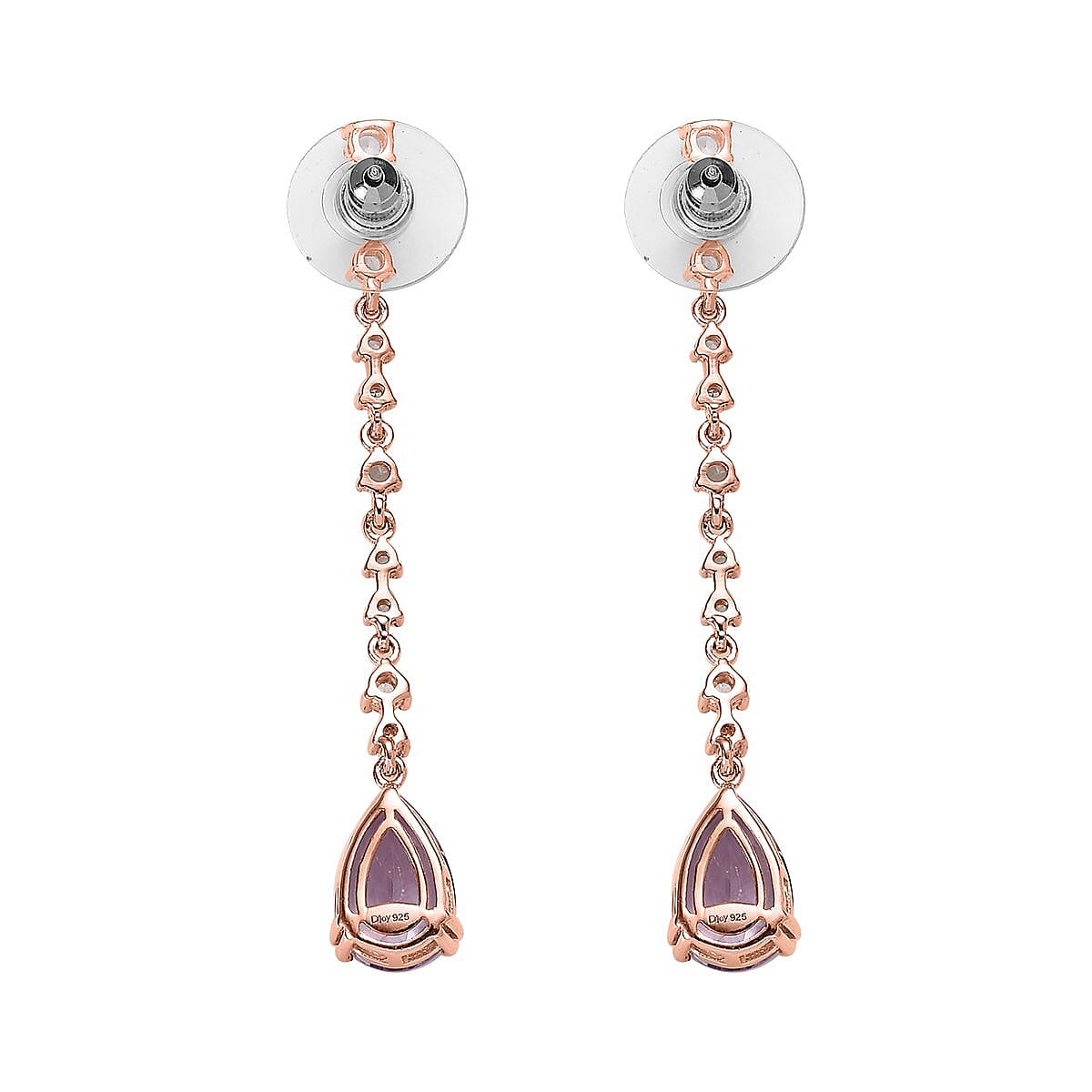 AAA Rose De France Amethyst and White Zircon Drop Earrings in Vermeil Rose Gold Over Sterling Silver 6.90 ctw image number 2