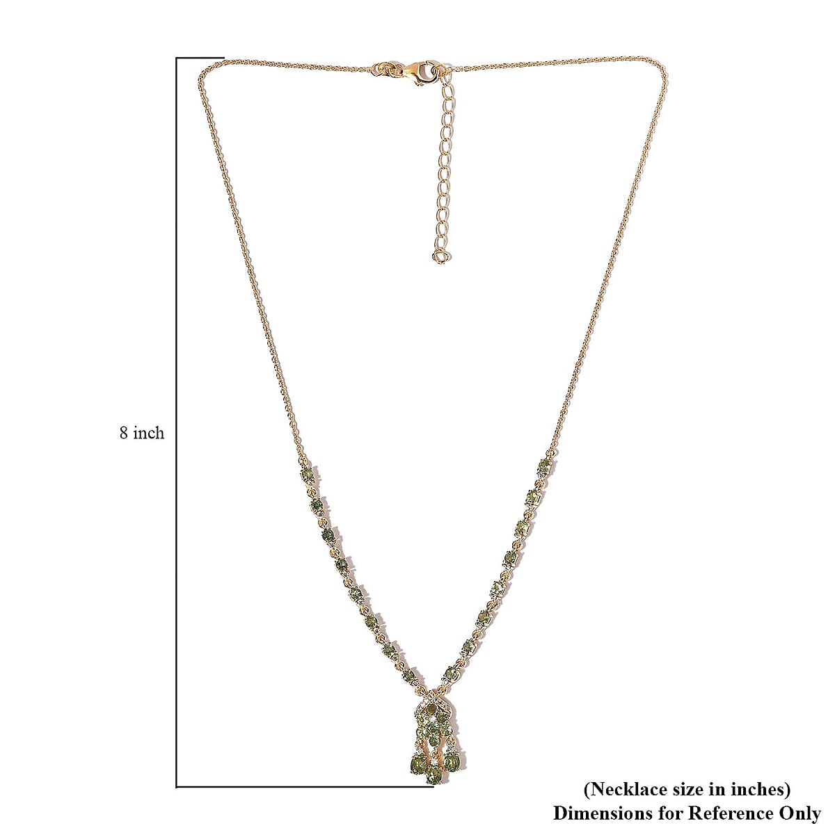 Tanzanian Natural Green Apatite and White Zircon Necklace 18 Inches in Vermeil Yellow Gold Over Sterling Silver 4.50 ctw image number 5