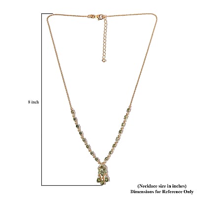 Tanzanian Natural Green Apatite and White Zircon Necklace 18 Inches in Vermeil Yellow Gold Over Sterling Silver 4.50 ctw