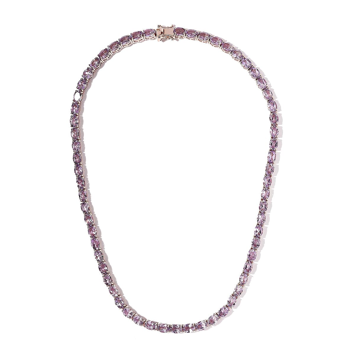 AAA Rose De France Amethyst Tennis Necklace 18 Inches in Vermeil Rose Gold Over Sterling Silver 46.15 ctw image number 3