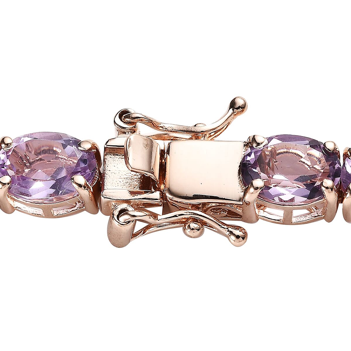 AAA Rose De France Amethyst Tennis Necklace 18 Inches in Vermeil Rose Gold Over Sterling Silver 46.15 ctw image number 4