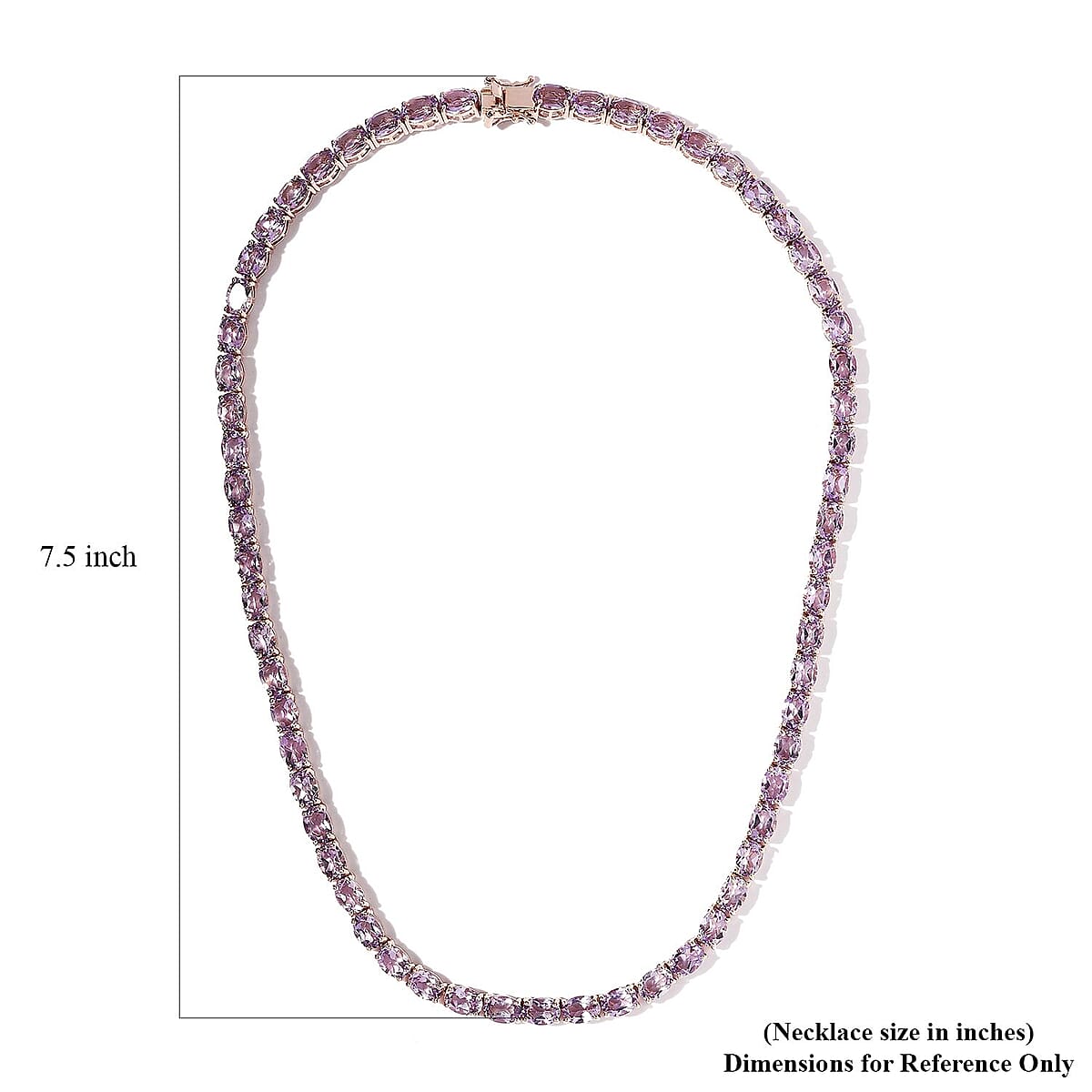 AAA Rose De France Amethyst Tennis Necklace 18 Inches in Vermeil Rose Gold Over Sterling Silver 46.15 ctw image number 5