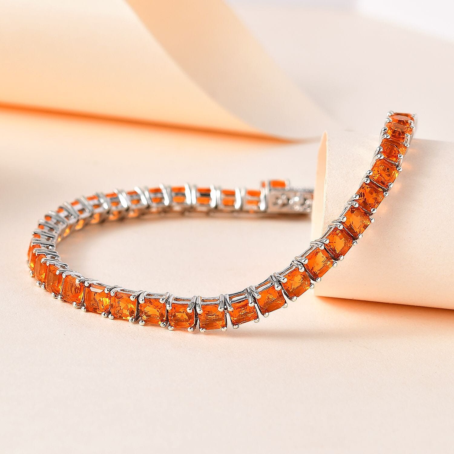 Buy Asscher Cut Salamanca Fire Opal Tennis Bracelet in