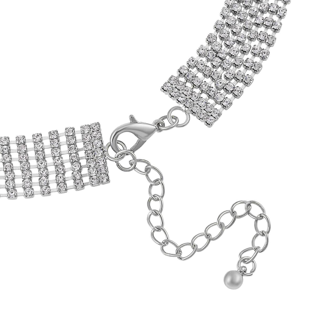 Austrian Crystal Multi-Chain Knotted Lariat Necklace 18-21 Inches in Silvertone image number 4