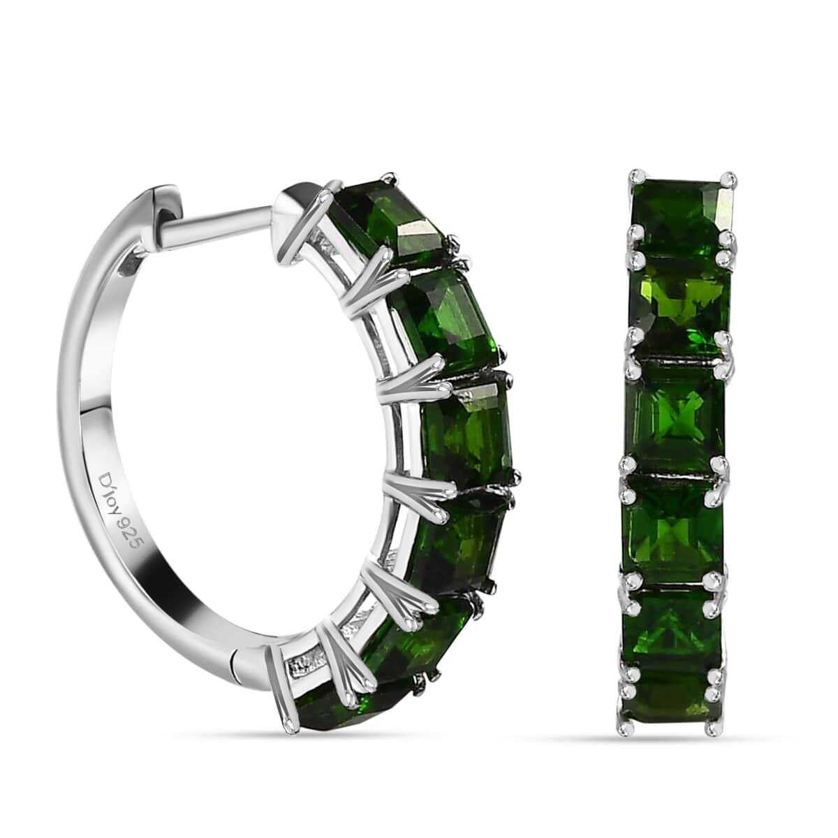 Chrome Diopside Hoop Earrings in Platinum Over Sterling Silver 4.50 ctw image number 0