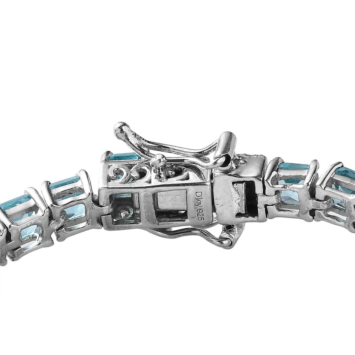 Asscher Cut Madagascar Paraiba Apatite Tennis Bracelet in Platinum Over Sterling Silver (7.25 In) 14.85 ctw image number 3