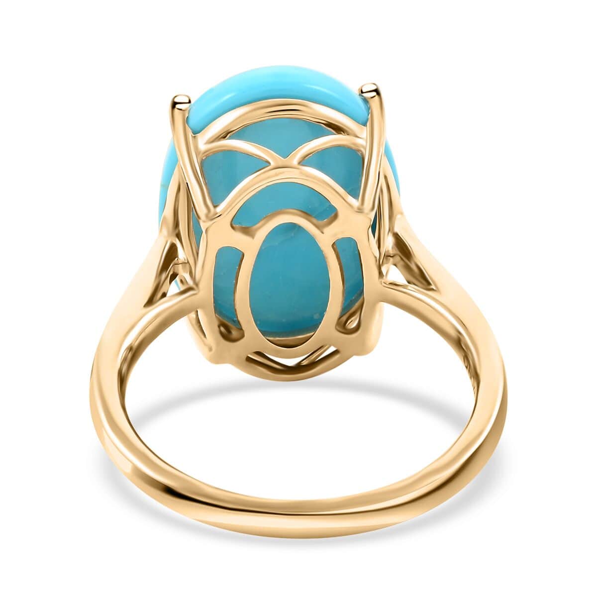 Luxoro 10K Yellow Gold AAA Sleeping Beauty Turquoise and G-H I2 Diamond Ring 6.85 ctw (Del. in 3-7 Days) image number 4