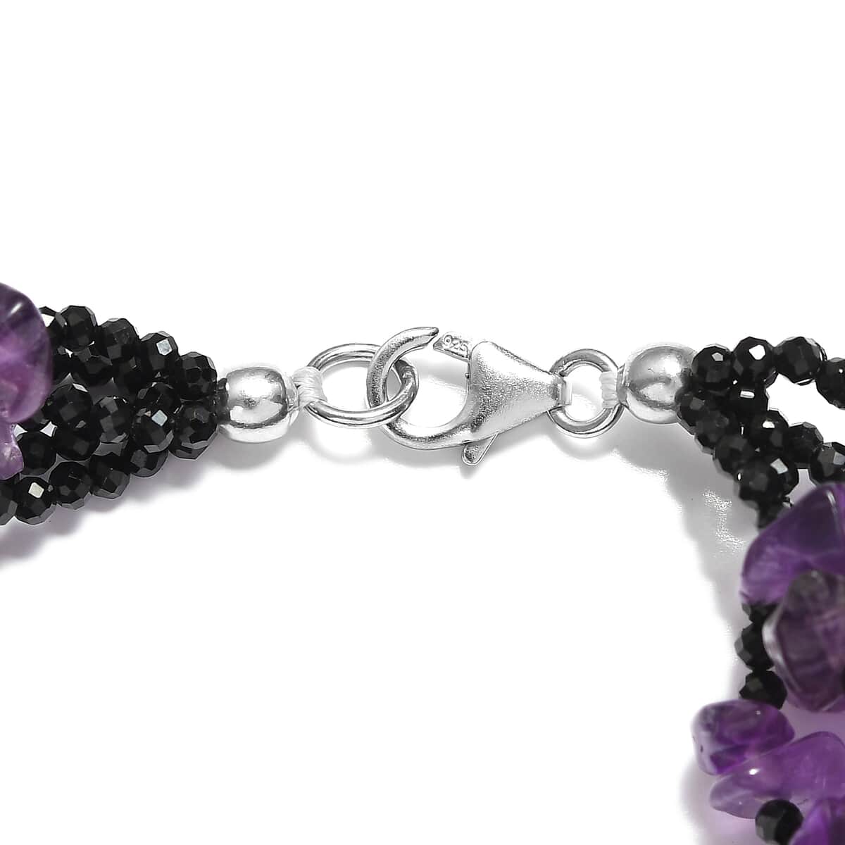 Amethyst and Thai Black Spinel Multi Row Bracelet in Sterling Silver (7.25 In) 105.00 ctw image number 3