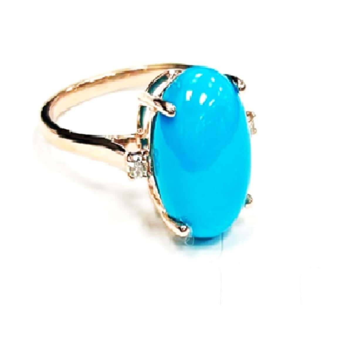 Luxoro 10K Rose Gold AAA Sleeping Beauty Turquoise and G-H I2 Diamond Ring 5.50 ctw (Del. in 3-7 Days) image number 0