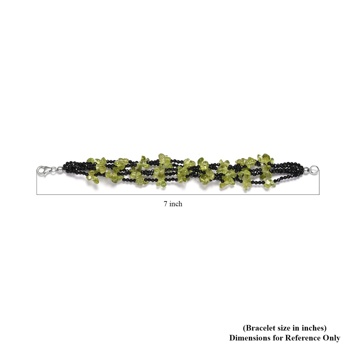Peridot and Thai Black Spinel Multi Row Bracelet in Sterling Silver (7.25 In) 105.00 ctw image number 4
