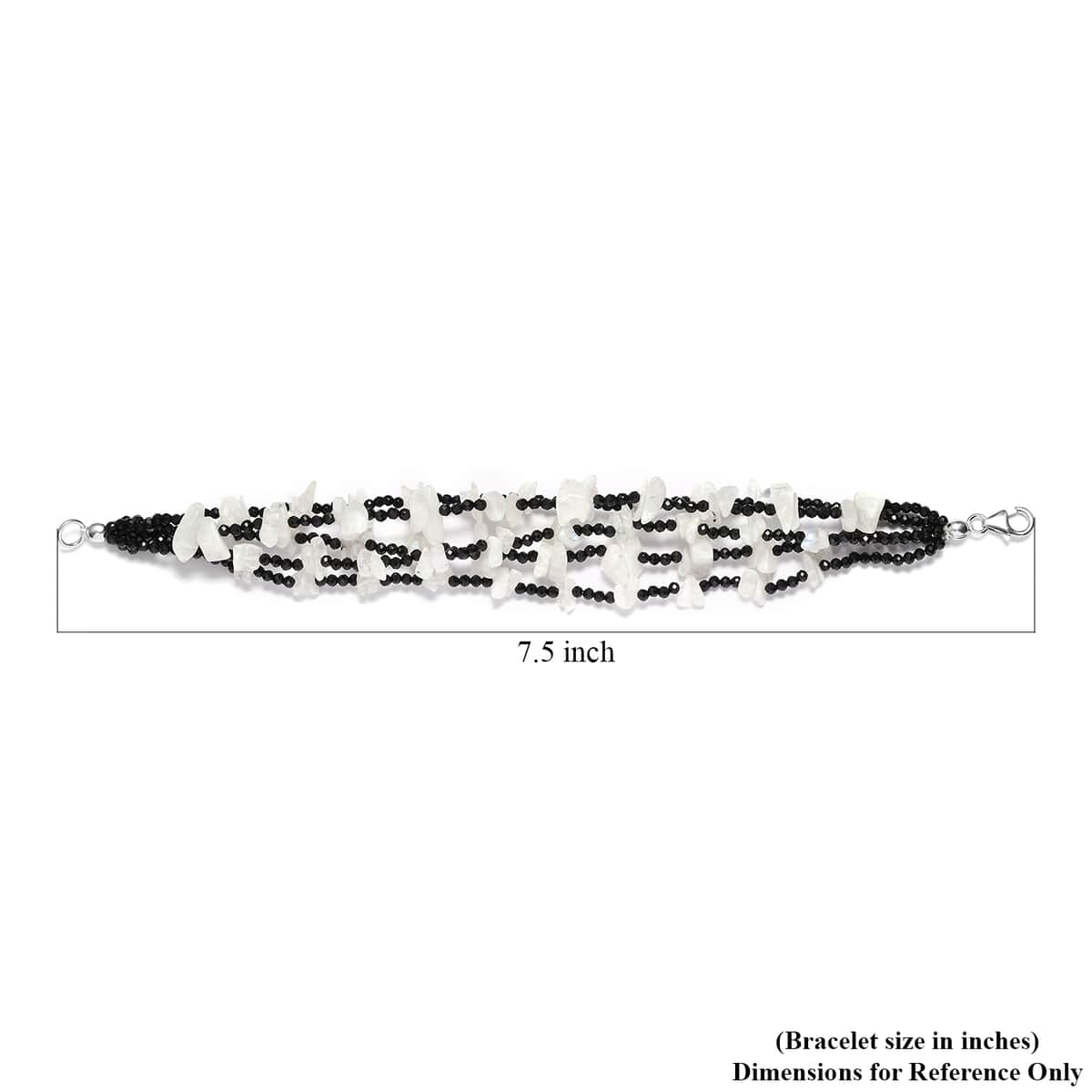 Rainbow Moonstone and Thai Black Spinel Multi Row Bracelet in Sterling Silver (7.25 In) 105.00 ctw image number 4