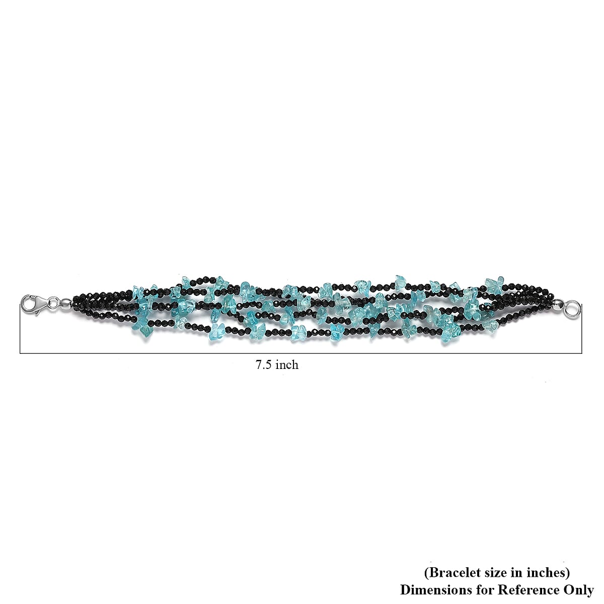Malgache Neon Apatite and Thai Black Spinel Multi Row Bracelet in Sterling Silver (7.25 In) 105.00 ctw image number 4