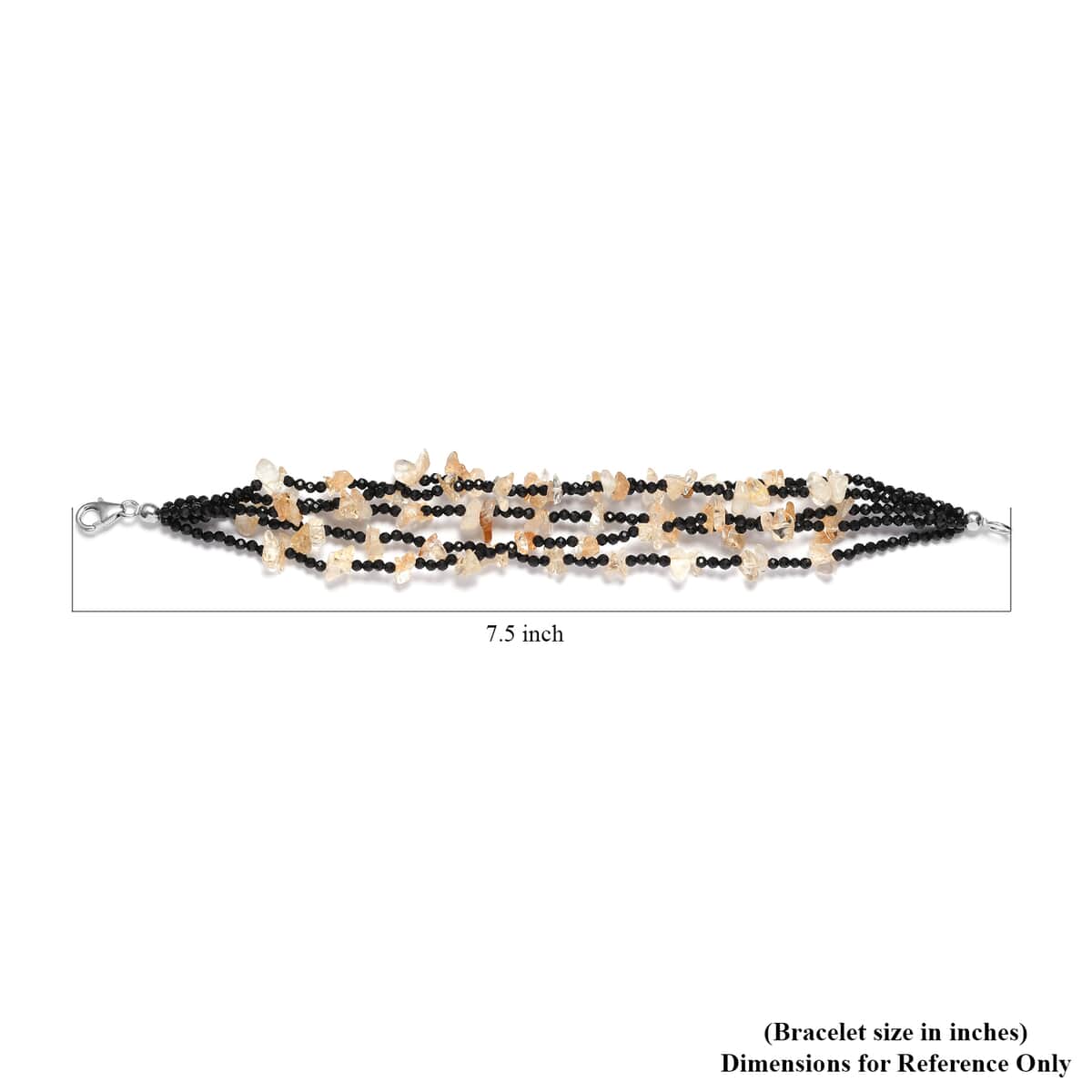 Brazilian Citrine and Thai Black Spinel Multi Row Bracelet in Sterling Silver (7.25 In) 105.00 ctw image number 4