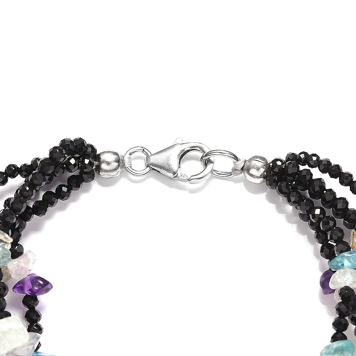 Multi Gemstone Multi Row Bracelet in Sterling Silver (7.25 In) 126.60 ctw image number 3