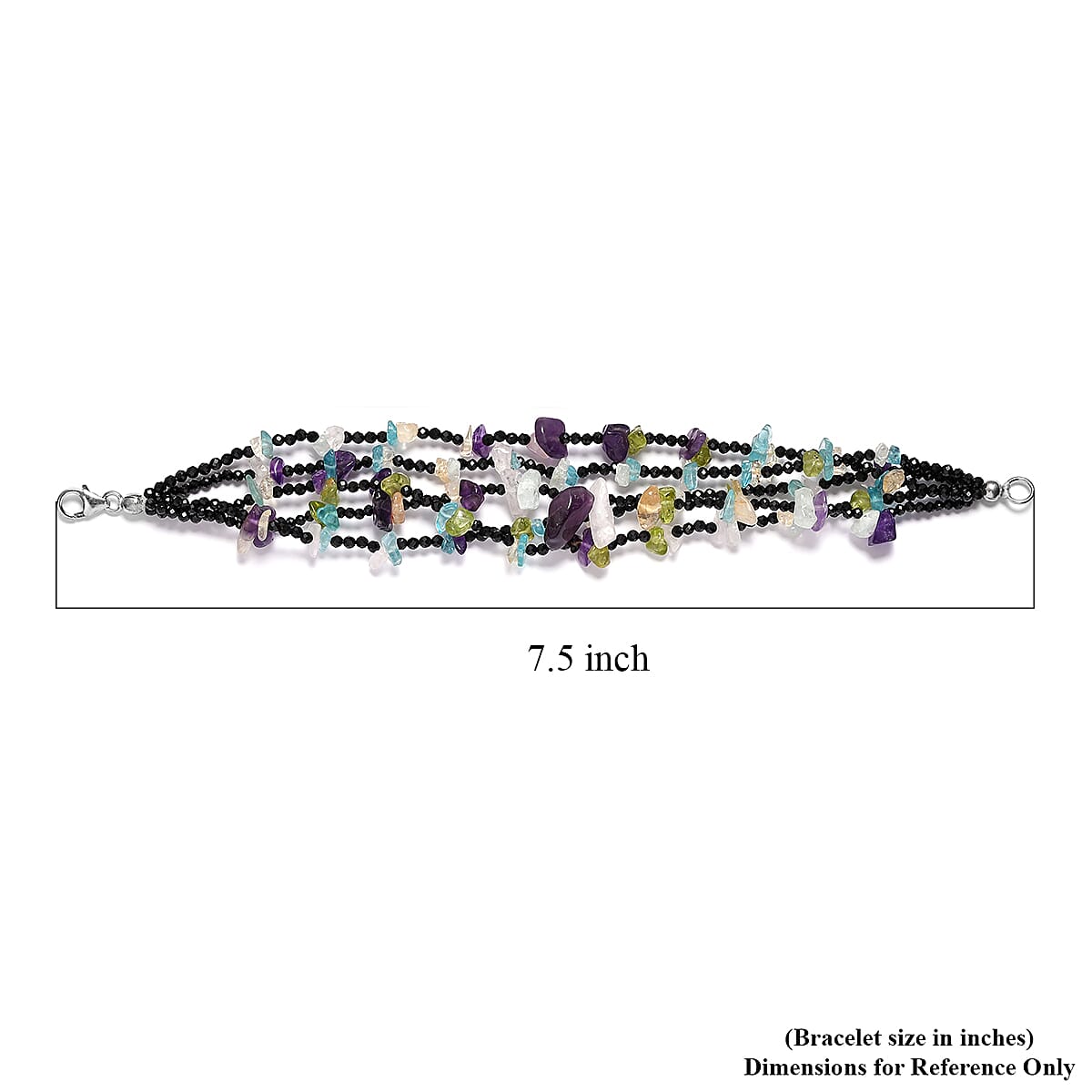 Multi Gemstone Multi Row Bracelet in Sterling Silver (7.25 In) 126.60 ctw image number 4