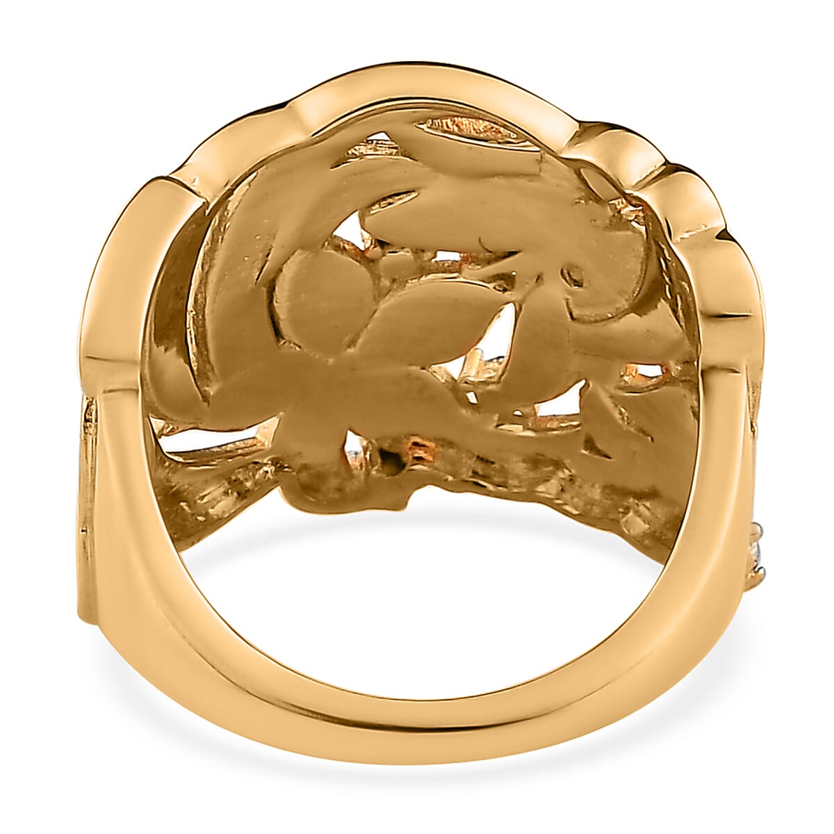 Karis White Diamond Accent Floral and Butterfly Ring in 18K YG Plated (Size 5.0) image number 4