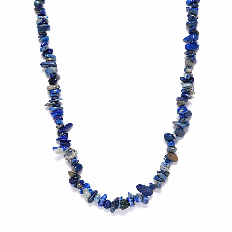 Sodalite Chips Necklace 20 Inches in Sterling Silver 198.00 ctw