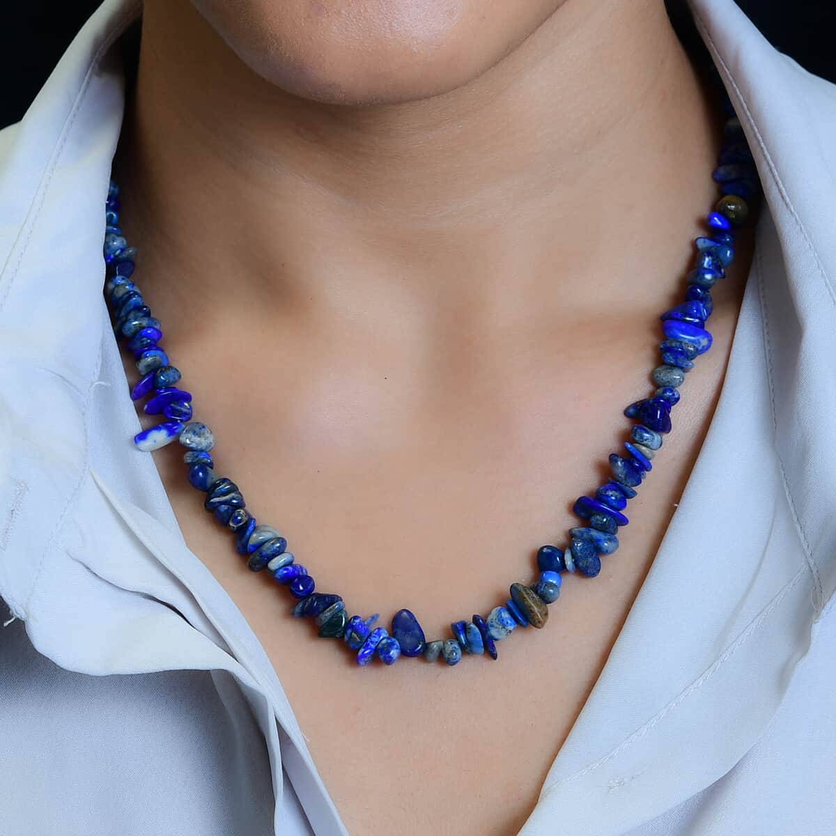 Sodalite Chips Necklace 20 Inches in Sterling Silver 198.00 ctw image number 2