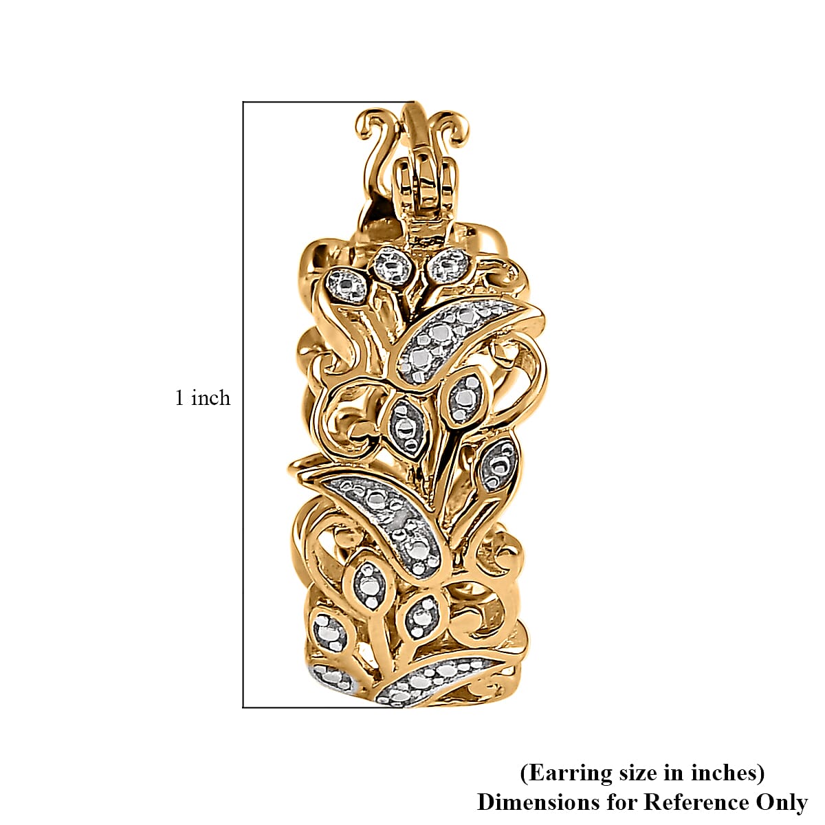 Karis White Diamond Accent Hoop Earrings in 18K YG Plated, Floral Pattern Earrings, Gifts For Her