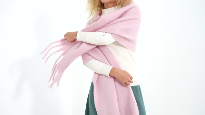 Light Pink Solid Color Scarf with Tassels (15.75"x78.74")