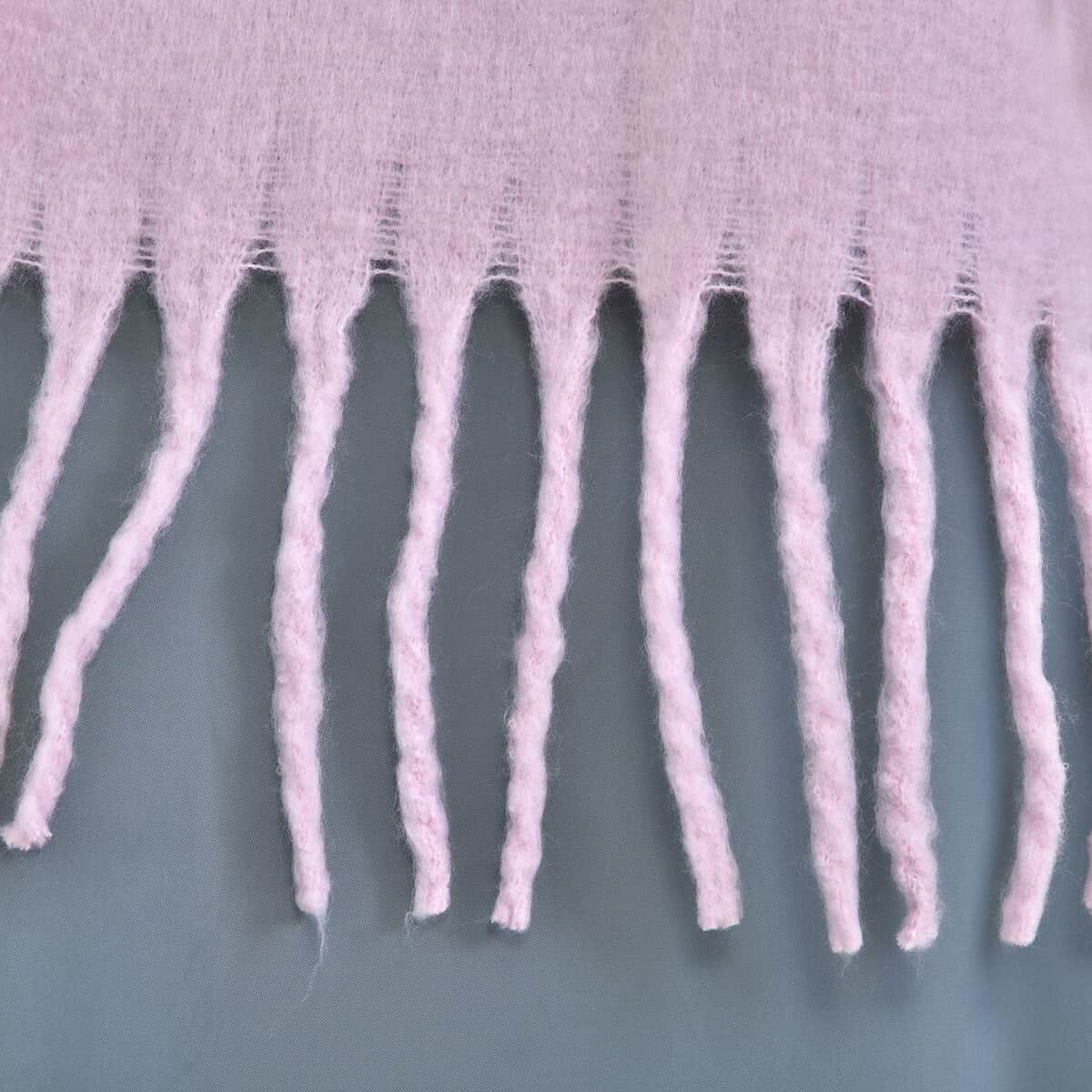 Light Pink Solid Color Scarf with Tassels (15.75"x78.74") image number 4