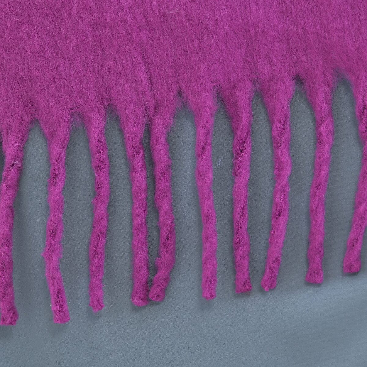 Purple Solid Color Scarf with Tassels image number 4
