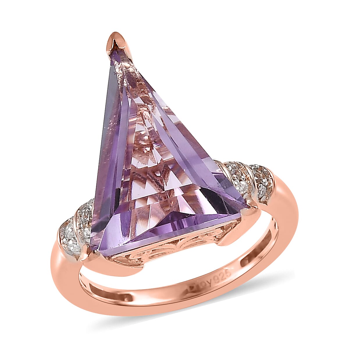 Rose De France Amethyst and Moissanite Ring in Vermeil Rose Gold Over Sterling Silver 5.75 ctw image number 0