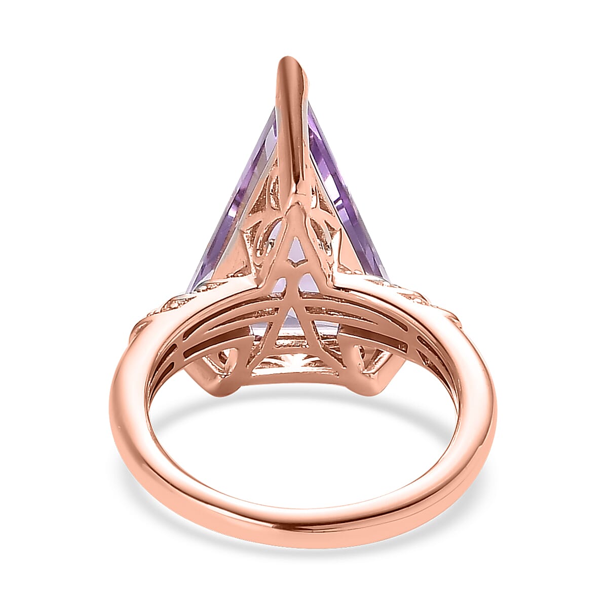 Rose De France Amethyst and Moissanite Ring in Vermeil Rose Gold Over Sterling Silver 5.75 ctw image number 4