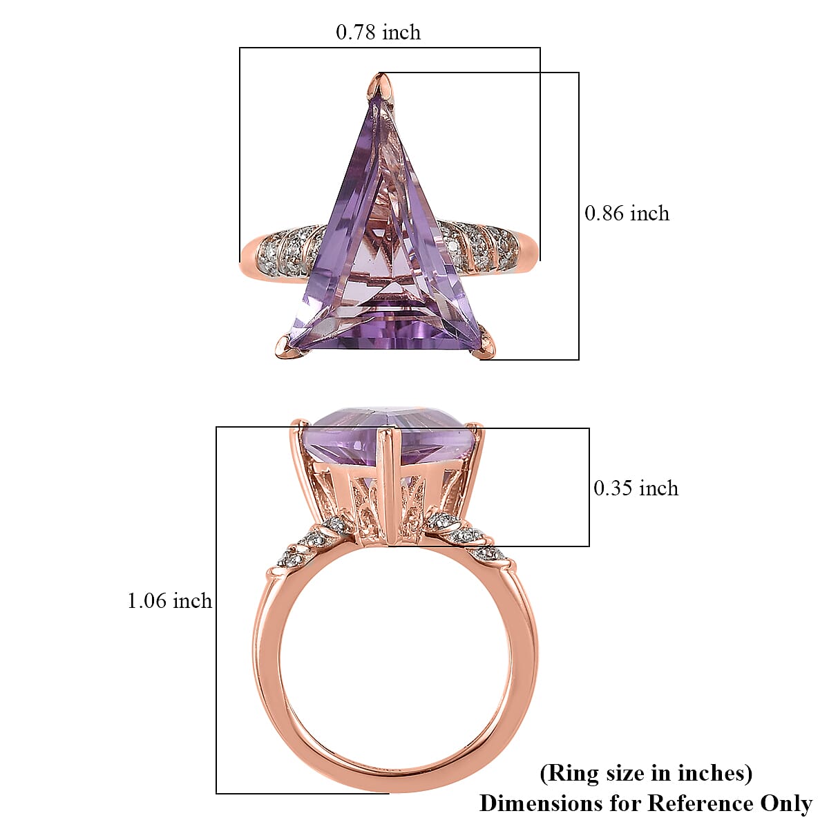 Rose De France Amethyst and Moissanite Ring in Vermeil Rose Gold Over Sterling Silver 5.75 ctw image number 5
