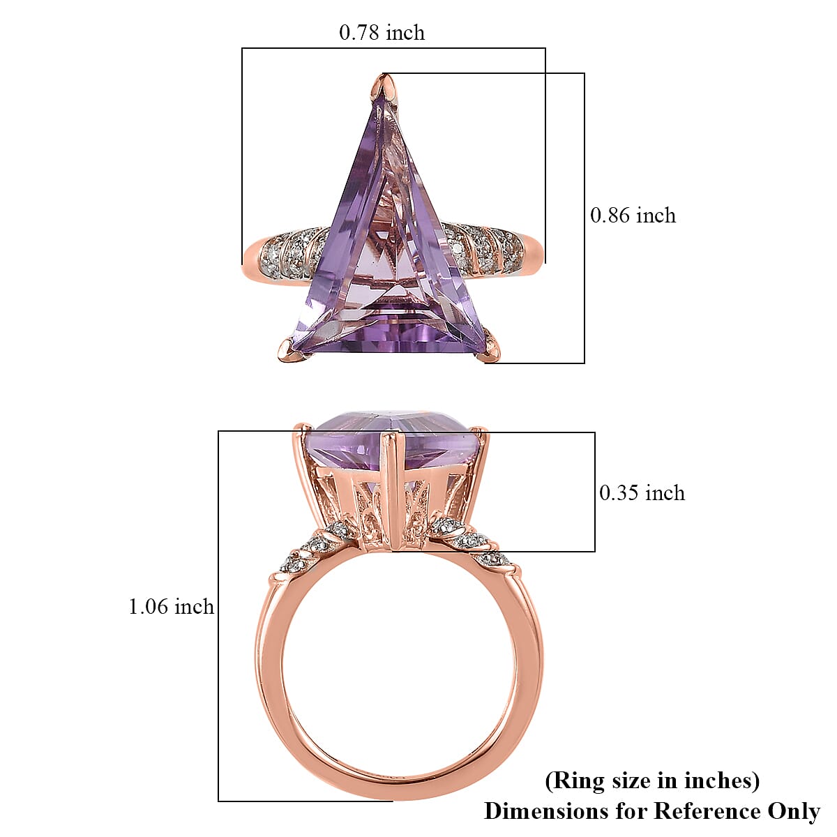 AAA Rose De France Amethyst and Moissanite Ring in Vermeil Rose Gold Over Sterling Silver (Size 9.0) 5.75 ctw image number 5