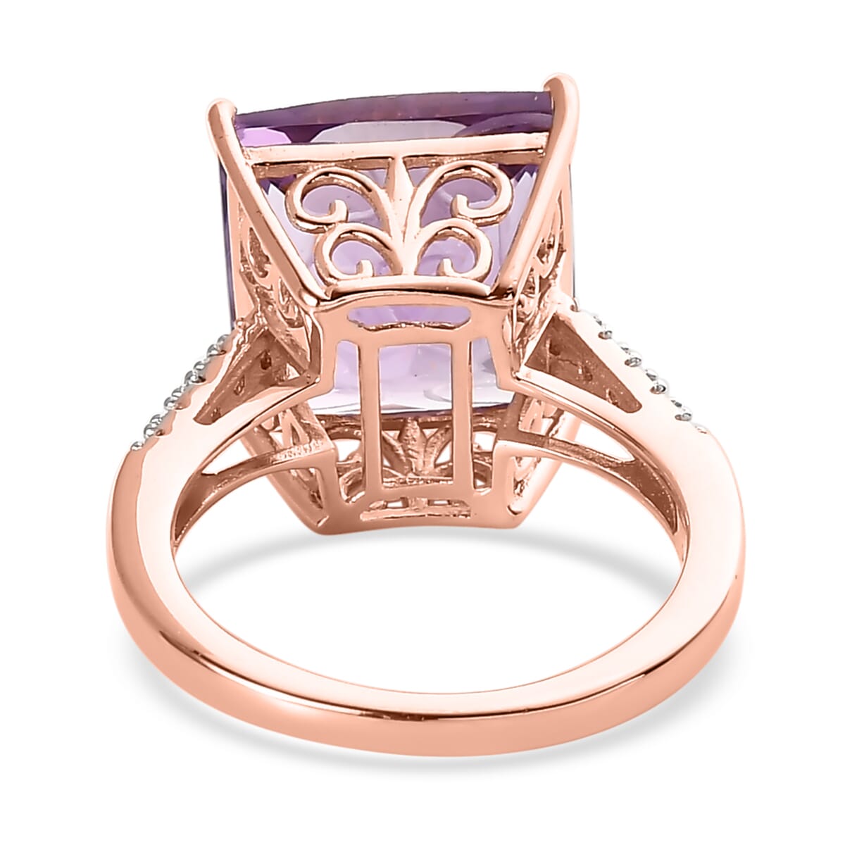 Rose De France Amethyst and White Zircon Ring in Vermeil RG Over Sterling Silver 9.25 ctw image number 4
