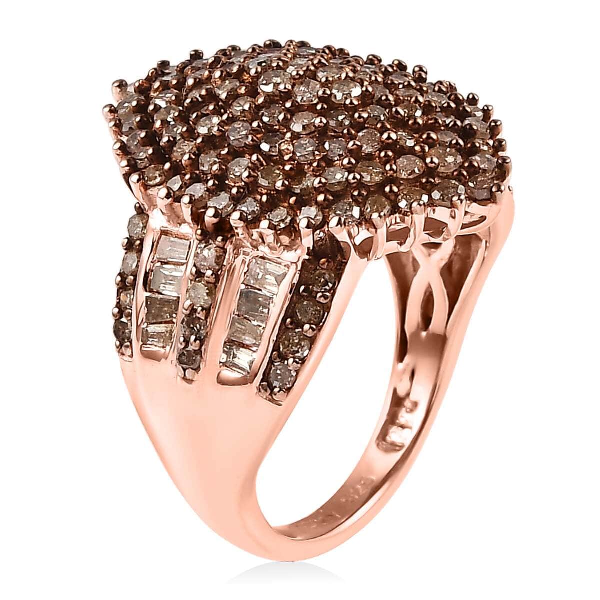 Natural Champagne Diamond Cluster Ring in Vermeil Rose Gold Over Sterling Silver (Size 6.0) 2.00 ctw image number 2