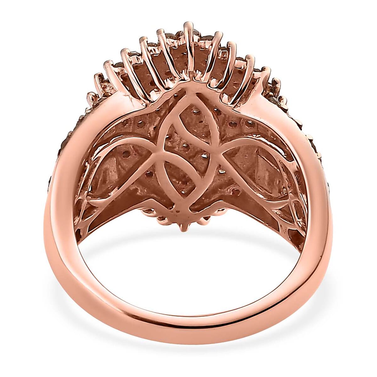 Natural Champagne Diamond Cluster Ring in Vermeil Rose Gold Over Sterling Silver (Size 7.0) 2.00 ctw image number 3