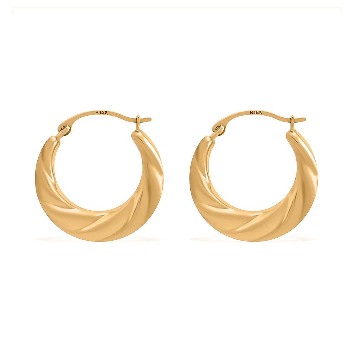 14K Yellow Gold Twisted Hoop Earrings image number 3
