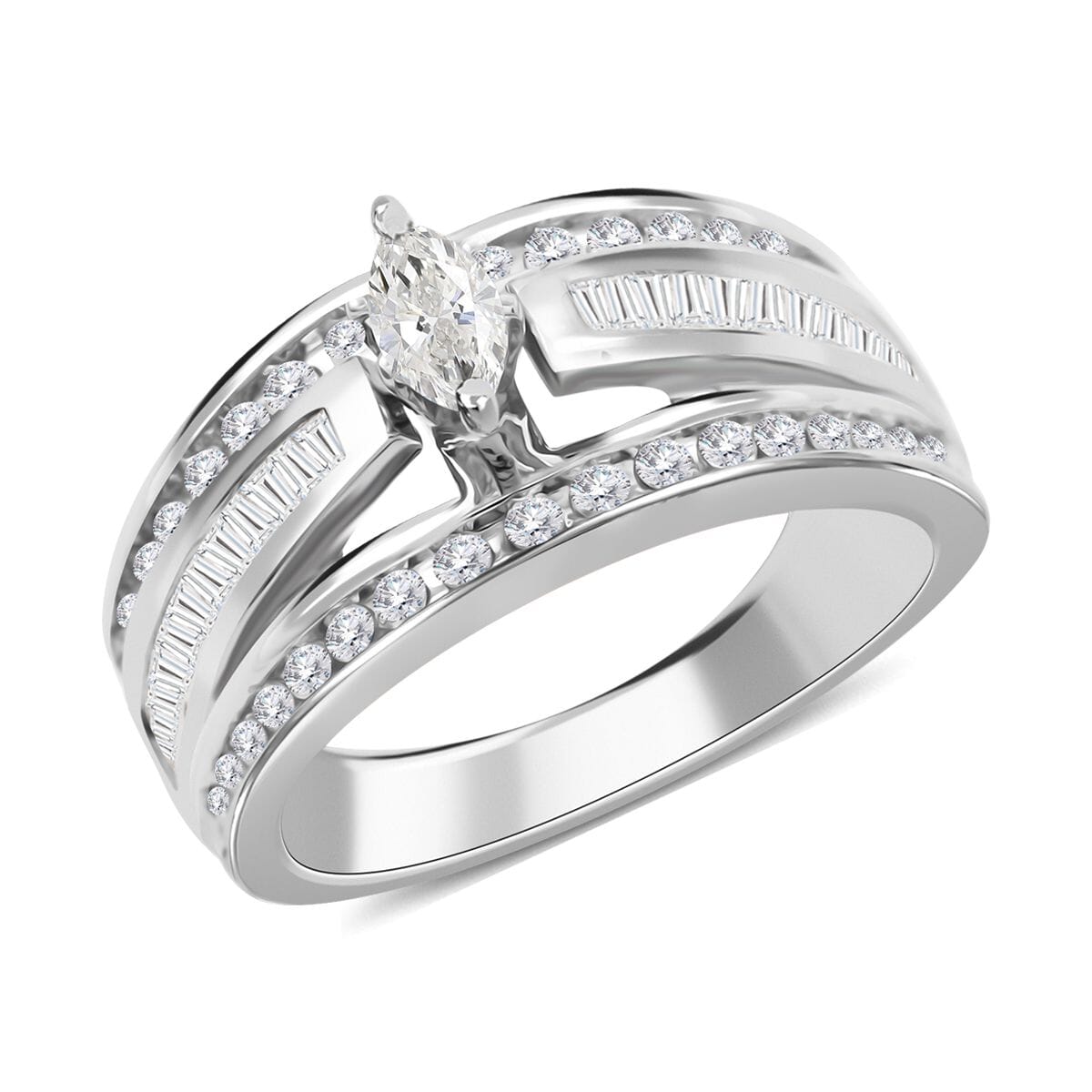 10K White Gold I1-SI Diamond Ring (Size 6.0) 4.80 Grams 1.00 ctw image number 0