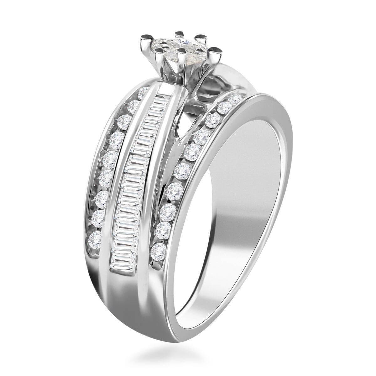 10K White Gold I1-SI Diamond Ring (Size 6.0) 4.80 Grams 1.00 ctw image number 3
