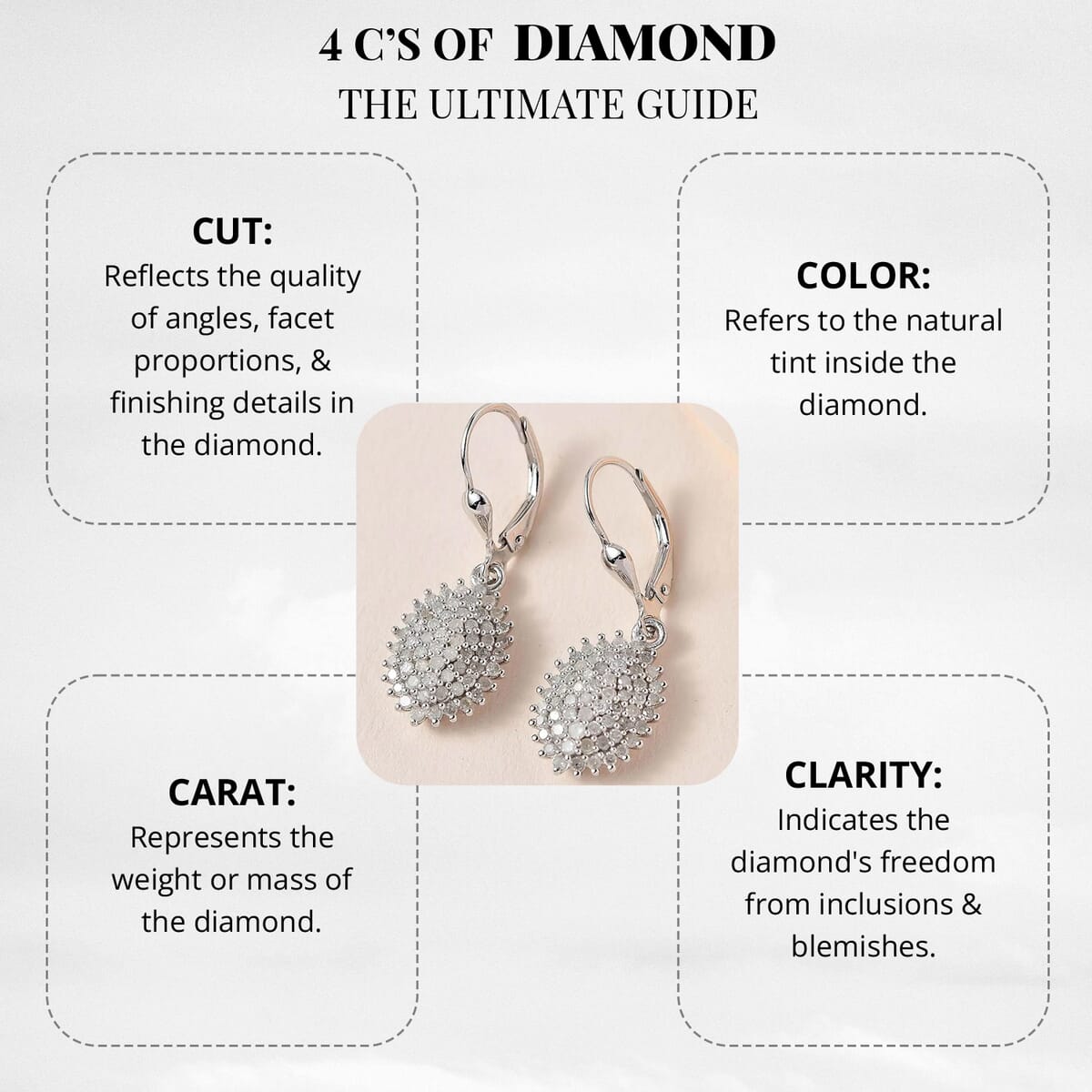 Diamond Lever Back Earrings in Platinum Over Sterling Silver 1.00 ctw image number 4
