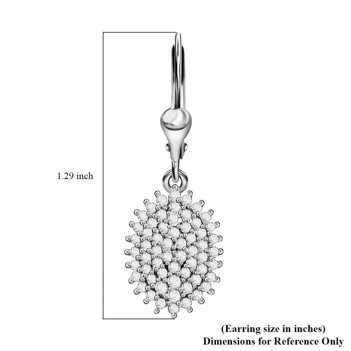 Diamond Lever Back Earrings in Platinum Over Sterling Silver 1.00 ctw image number 6