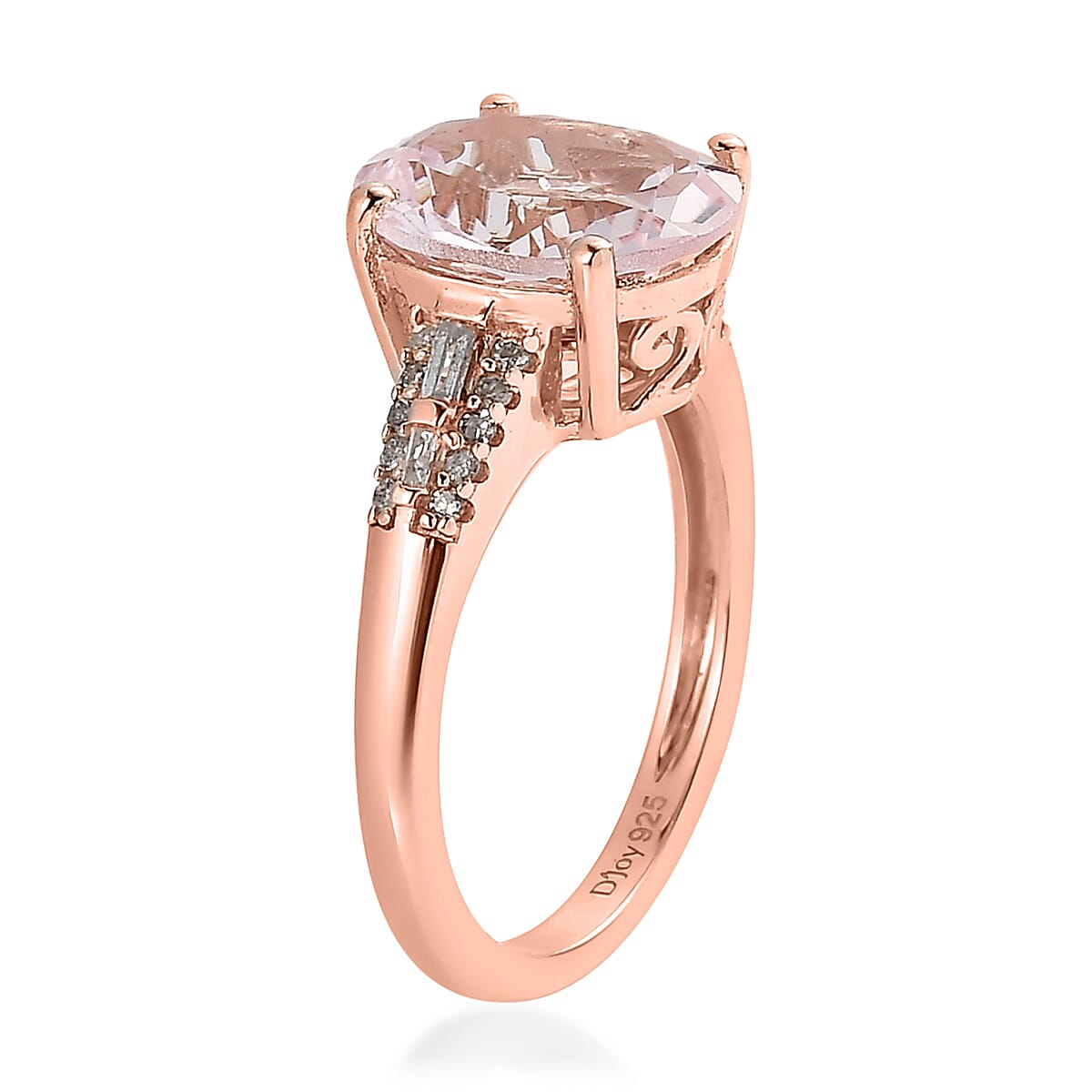 Pink Morganite and Diamond Ring in Vermeil Rose Gold Over Sterling Silver (Size 8.0) 3.25 ctw image number 3