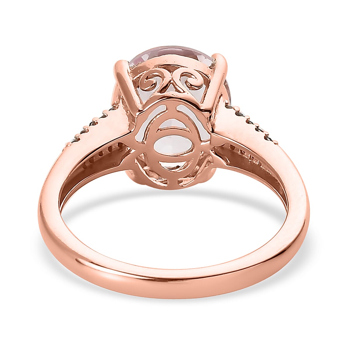 Pink Morganite and Diamond Ring in Vermeil Rose Gold Over Sterling Silver (Size 8.0) 3.25 ctw image number 4