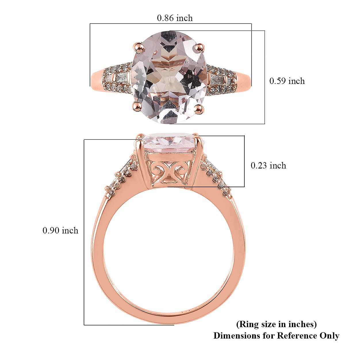 Pink Morganite and Diamond Ring in Vermeil Rose Gold Over Sterling Silver (Size 8.0) 3.25 ctw image number 5
