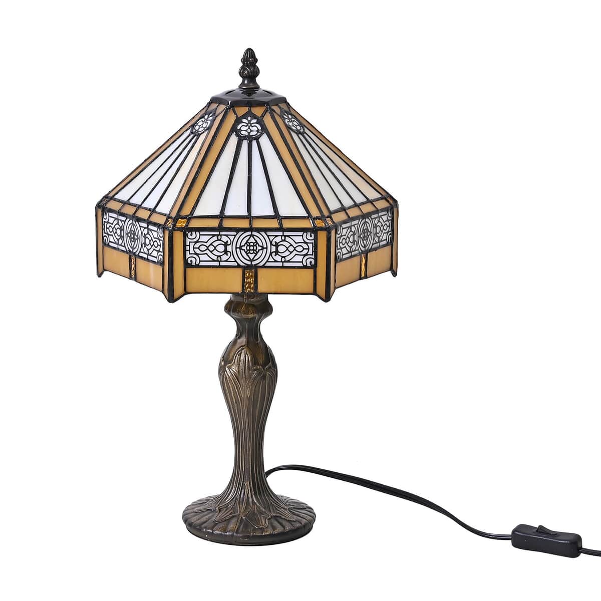 6-Sided Classic Filigree Pattern 10 Inch Tiffany Inspired Table Lamp (E26 Bulb Not Included) image number 0