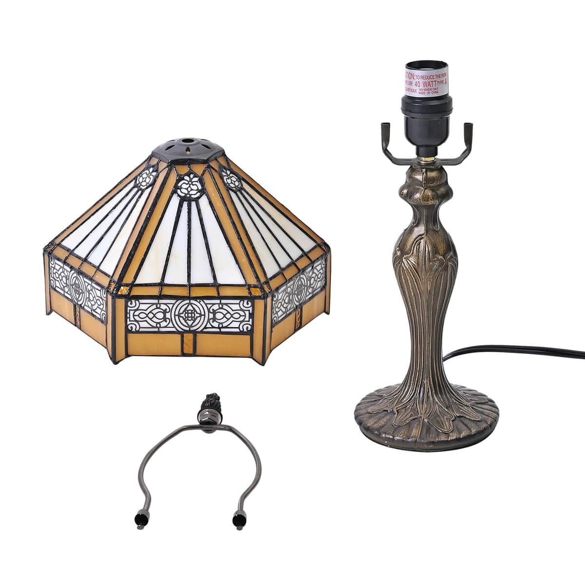 6-Sided Classic Filigree Pattern 10 Inch Tiffany Inspired Table Lamp (E26 Bulb Not Included) image number 3