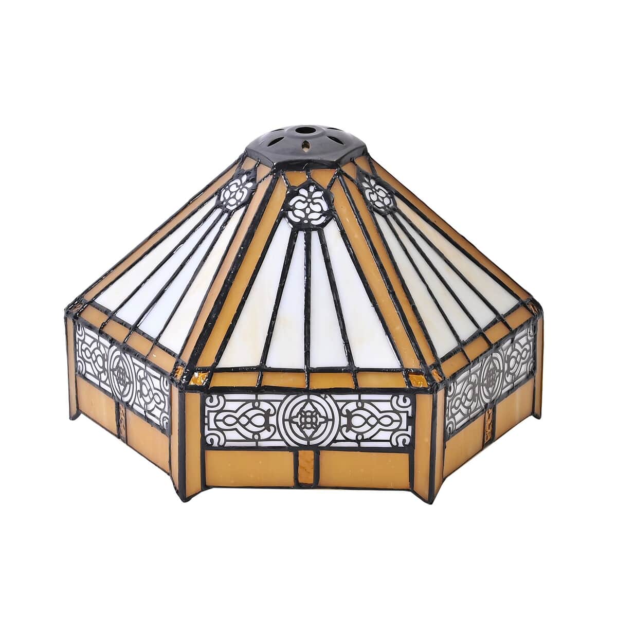 6-Sided Classic Filigree Pattern 10 Inch Tiffany Inspired Table Lamp (E26 Bulb Not Included) image number 4